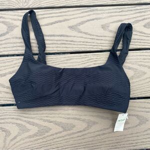 NWT aerie small black scoop bikini top jacquard swim suit